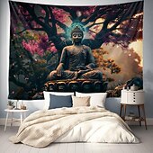 ieftine tapiserie boho-Boho Buddha arborele vieții tapiserie agățată artă de perete sacru tapiserie mare murală decor fotografie fundal pătură perdea acasă dormitor living decor