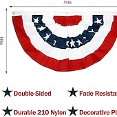 billige Fest utstyr-usa patriotisk plissert vifteflagg - 2 stk amerikansk us flagg bunting banner patriotisk bunting flagg stjerner og striper flagg bunting for minnedag den 4. juli og arbeidsdagen