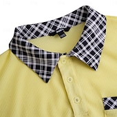 economico Polo Classico da Uomo-Per uomo Polo commerciale Camicia da golf Golf Ufficio Informale Bavero Classico Manica corta Essenziale Moderno Color Block Collage Pulsante Primavera estate Standard Giallo Chiaro Bianco latte Kaki