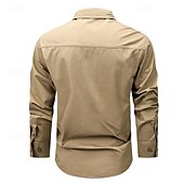 economico Camicie da lavoro da uomo-Per uomo Camicia Camicie da lavoro Maglietta informale Camicia con bottoni Camicia da carico Nero Kaki Verde militare Manica lunga Liscio Collo ripiegabile Da mare Per eventi Tasca frontale