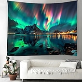billige landskapsteppe-aurora nordlys hengende billedvev veggkunst stor billedvev veggmaleri dekor fotografi bakteppe teppe gardin hjem soverom stue dekorasjon