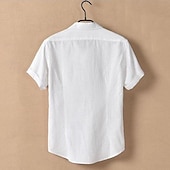 economico Casual da lavoro-Per uomo Camicia Camicia di lino Camicia casual Camicia in cotone e lino Camicia con Bottoni Semplice Vacanza Streetwear Bianco Blu marino Cachi Grigio chiaro Manica Corta Collo ripiegato Estate