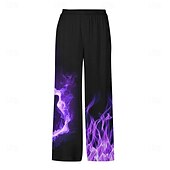 preiswerte Bedruckte Freizeithosen für Herren-Herren Grafik Freizeithose Mittlere Taille Urlaub Gerader Schnitt Sommer Frühling 3D-Druck Purpur