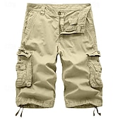 cheap Classic-Men&#039;s Cargo Shorts Bermuda shorts Work Shorts Hiking Shorts Leg Drawstring Multi Pocket 6 Pocket Plain Knee Length Sports Outdoor Going out Streetwear Classic Black Red
