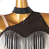 voordelige Ballroom danskleding-Ballroomdansen Kleding Strass Kwastje Pailletten Dames Prestatie Feest Mouwloos Chiffon Chinlon Netstof