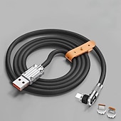 billiga Mobiltelefon kablar-passagerarkabel roterande magnetisk kabel 540 grader snabbladdning silikon typ trippel hand magnetisk kabel laddningskabel