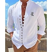 economico Vacanza-Per uomo Camicia Camicia con colletto cinese Camicia con colletto alla coreana Camicia Estiva Camicia casual Camicia con Bottoni Matrimoniale Vacanza Camicia hawaiana Nero Bianco Blu Cachi Manica