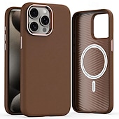 Недорогие Чехлы для iPhone-телефон Кейс для Назначение iPhone i16 15 14 Pro Max Plus 13 12 Pro Max Кейс на заднюю панель С Магсейф Поддержка беспроводной зарядки Защита от удара Ретро ТПУ Кожа PU