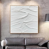 abordables Peintures Abstraites-peint à la main 3d texturé blanc peinture abstraite sur toile 3d texturé art mural boho moderne toile art salon décor pattle couteau peinture à l&#039;huile décor à la maison hôtel pièce d&#039;art