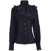 preiswerte Oberteile-Retro Vintage Mittelalterlich Renaissance Bluse / Hemd Pirat Prinzessin Einfarbig Damen Seeräuber königlich Steampunk Halloween Karneval Maskerade Alltagstauglich Erwachsene Hemd