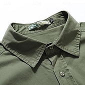economico Camicie da lavoro da uomo-Per uomo Camicia Camicie da lavoro Maglietta informale Camicia con bottoni Camicia da carico Nero Kaki Verde militare Manica lunga Liscio Collo ripiegabile Da mare Per eventi Tasca frontale