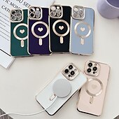 Недорогие Чехлы для iPhone-телефон Кейс для Назначение айфон 16 Айфон 15 Про Макс Плюс iPhone 14 13 12 11 Pro Max Plus Кейс на заднюю панель Поддержка беспроводной зарядки Защита от удара С сердцем ТПУ Покрытие