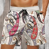 cheap Retro Vintage &amp; Ethic-Men&#039;s Paisley Flower / Floral Swim Trunks Swim Shorts Board Shorts Mid Waist Fashion Streetwear Designer Casual Daily Holiday Pocket Drawstring Elastic Waist Designer Clothing Apparel