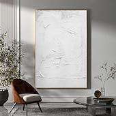 abordables Peintures Abstraites-peint à la main 3d texturé blanc peinture abstraite sur toile 3d texturé art mural boho moderne toile art salon décor pattle couteau peinture à l&#039;huile décor à la maison hôtel pièce d&#039;art