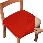 abordables Sr. y Sra. Boda-4 piezas/6 piezas de color sólido cepillado de alta elasticidad funda de silla simple suave y cómoda funda de asiento de silla a prueba de polvo y resistente a la suciedad adecuada para silla de