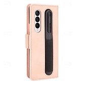 cheap Samsung Cases-Phone Case For Samsung Galaxy Z Fold 5 Z Fold 4 Z Fold 3 Wallet Case Kickstand with Pen Slot Holder Card Slot Retro TPU PU Leather