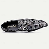 billiga Premium läder Loafers-Herr Tofflor och Slip-Ons Tryck skor Klänningslakor Läder Mocka Bekväm Halksäker Loafers Svart