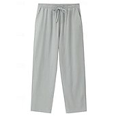 cheap Home-Men&#039;s Linen Pants Trousers Beach Pants Pocket Drawstring Plain Comfort Breathable Home Daily Stylish Classic Style Black White Micro-elastic