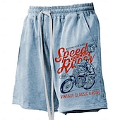 cheap Men&#039;s 3D Sweat Shorts-Men&#039;s Letter Printed Motorcycle Board Shorts Swim Shorts Swim Trunks Mid Waist Hawaiian Retro Vintage Casual Holiday Beach Drawstring with Mesh lining Elastic Waist Designer Clothing Apparel