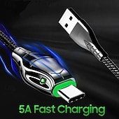 tanie Kable do telefonów komórkowych-Kabel do transmisji danych lampy typu Snakehead ze stopu cynku o mocy 100 W nadaje się do kabla do szybkiego ładowania danych typu C Black Mamba 5a