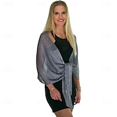 billige Sjal-Sjale Sjal til kvinner Glitter Glitrende Ermeløs Polyester Bryllup Wrap Med Dusk Til Bryllup Vår sommer