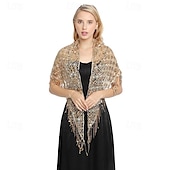 olcso Sálak és Kendők-Retró Ordító 20-as évek 1920-as évek sál Wrap Kendők A nagy Gatsby Flapper lány Flitter Rojt Női Farsang Esküvő Estély Álarcos mulatság Felnőttek Kendő