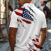 cheap Men&#039;s Patriotic Flag Polo-American Independence Day Men&#039;s American Flag Veterans Waffle Polo Shirts Golf Shirt Short Sleeve Polo Shirts Collared Shirts Casual Streetwear Vacation Wear Party Outfits Buttons 3D Print Summer