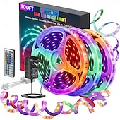 お買い得  リモコンコントロール-RGB LED ストリップ ライト キット 10-40 メートル (32.8-130 フィート) フレキシブル LED ライト ストリップ 5050 RGB SMD LED IR 44 キー コントローラー、インストール パッケージおよび 12V アダプター キット付き