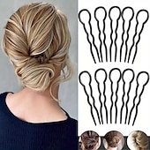 cheap Hair Styling Accessories-10pcs/Set U Shaped Hair Clips Grips Minimalist Plastic Chignon Forks Magic Donut Bun Maker Headwear Accessories For Women