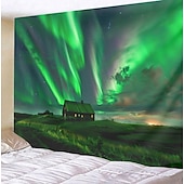 billige landskapsteppe-aurora nordlys hengende billedvev veggkunst stor billedvev veggmaleri dekor fotografi bakteppe teppe gardin hjem soverom stue dekorasjon