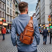 economico Borselli da uomo-Borsa a tracolla vintage in pelle da uomo con multitasche – borsa a tracolla casual da viaggio per lavoro, escursionismo o uso quotidiano