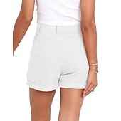 abordables Pantalones cortos bermudas-Women's Bermuda shorts Waffle Chinos Shorts Vacation Fashion Streetwear Short High Waist Plain Pocket Comfy Comfort Soft Micro-elastic Daily Outdoor Street Blue Navy White Gray Summer Spring Regular