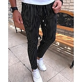 baratos calça casual-Homens Calças Calça verão Calça casual Bolsos Com Cordão Cintura elástica Listra Conforto Trabalho O negócio Diário Moda Estilo Clássico Preto Azul Real Micro-Elástica
