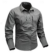 abordables Camisas de trabajo para hombre-Hombre Camisa Camisas de trabajo Camisa casual Abotonar la camisa Camisa cargo Negro Color Caquí Verde Ejército Gris Manga Larga Plano Cuello Vuelto Vacaciones Festivos Bolsillo delantero Ropa Moda
