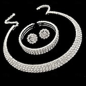 cheap Jewelry Sets-Jewelry Set One-piece Suit Alloy Earrings Necklace Bracelets Women&#039;s Punk Cute Stylish Cute Fancy Flower Shape Pear Round Jewelry Set For Wedding Party Evening Gift