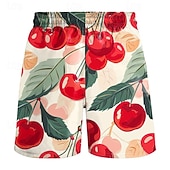 voordelige Eten &amp; Drinken-Voor heren Fruit Kersen Citroengeel Lange zwembroeken Zwemshorts Boardshorts Medium Taille Modieus Streetwear Ontwerper Casual Dagelijks Feestdagen Zak Trekkoord Elastische taille Ontwerper Kleding