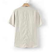 cheap Business Casual-Men's Shirt White Cotton Shirt Casual Shirt Cotton Linen Shirt Plain Vacation Street White Beige Short Sleeve Crew Neck Summer Clothing Apparel Button-Down