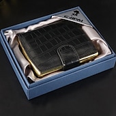 abordables Accessoires pour fumeurs-étui à cigarettes en cuir pour hommes, cadeau parfait, en stock, surface en cuir pu avec clips métalliques, support résistant à la pression, peut contenir 10 cigarettes