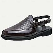 billiga Kjol sandaler-Herr Sandaler Romerska skor PU Läder Andningsfunktion Bekväm Halksäker Spänne Svart Brun