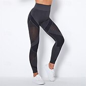 cheap Yoga Leggings &amp; Tights-Women&#039;s Yoga Pants Yoga Leggings Mesh Patchwork High Waist Yoga Gym Workout Pilates Tights Color Block Dark Grey Black Army Green Spandex Sports Activewear Stretchy Slim