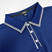 preiswerte Klassisches Poloshirt für Herren-Herren Baumwoll-Poloshirt Golfshirt Arbeit Geschäft Gerippter Polokragen Klassisch Kurzarm Basic Modern Einfarbig Patchwork Knöpfe Frühling &amp; Sommer Normale Passform Dunkelgrau Schwarz Burgunderrot