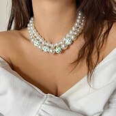 levne Náhrdelníky-İnci Kolyeler Napodobenina perel Dámské Elegantní umělecké Vícevrstvé Svatba Kruh Náhrdelníky Pro Svatební Párty ulice