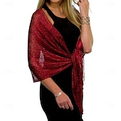 billige Sjal-Sjale Sjal til kvinner Glitter Glitrende Ermeløs Polyester Bryllup Wrap Med Dusk Til Bryllup Vår sommer