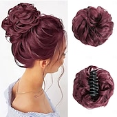 economico Chignon-fermaglio per capelli con artiglio, chignon per capelli sintetici, chignon riccio ondulato, extension per chignon, chignon spettinato, chignon per capelli con artiglio, coda di cavallo, scrunchie per capelli con clip per donna