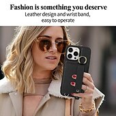 Недорогие Чехлы для iPhone-телефон Кейс для Назначение айфон 16 Айфон 15 Про Макс Плюс iPhone 14 13 12 11 Pro Max Plus Кейс на заднюю панель со стендом с ремешком на запястье Разъем для карты Ретро ТПУ Металл Кожа PU