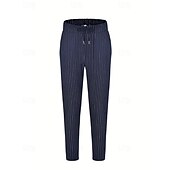 baratos calça casual-Homens Calças Calça verão Calça casual Bolsos Com Cordão Cintura elástica Listra Conforto Trabalho O negócio Diário Moda Estilo Clássico Preto Azul Real Micro-Elástica