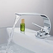cheap Bathroom Sink Faucets-Bathroom Sink Faucet - Waterfall Electroplated Centerset Single Handle One HoleBath Taps