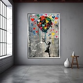 levne pouliční umění-Malba dívky s červeným balónem ručně vyrobené graffiti umění olejomalba pop art Nástěnné dekorace dívka barevný balón plátno malba pro ložnici obývací pokoj umělecké dílo