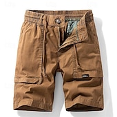 baratos Clássico-Homens Shorts táticos Bermuda Cargo Calção Bolsos Com Cordão Cintura elástica Tecido Vestível Curto Ao ar livre Diário Acampar e Caminhar Moda Clássico Preto Amarelo