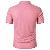 abordables Polo classique pour homme-Homme Chemise de golf Polos de Golf Travail Occasionnel Col montant Manche Courte Basique Moderne Bloc de Couleur Patchwork Boutons Printemps &amp; Été Coupe régulière Vin Noir Blanche Rose bleu marine